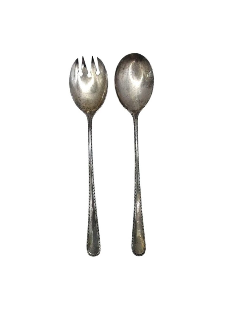 Italian Silver Plated Salad Serving Utensils F B Rogers Fork & Spoon Vintage